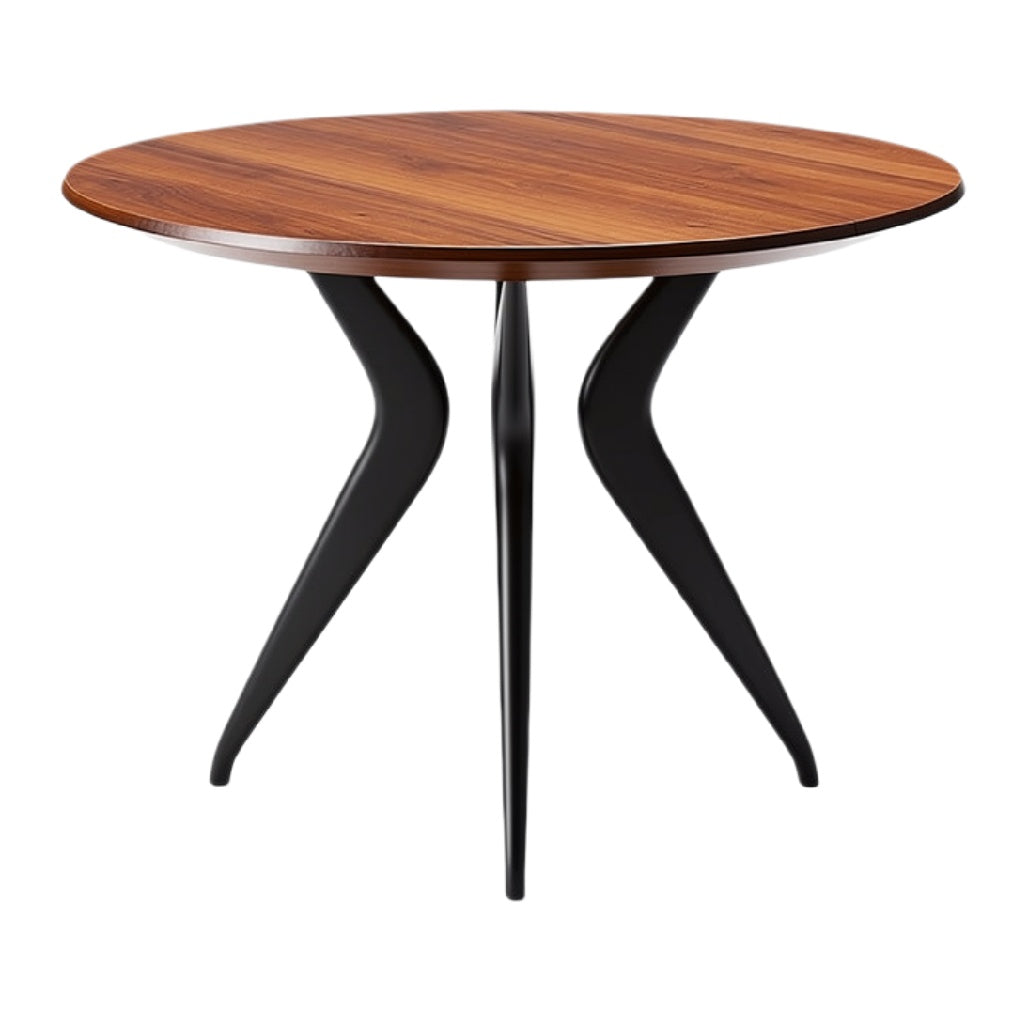 Rond Houten Tafel met Elegante Zwarte Poten