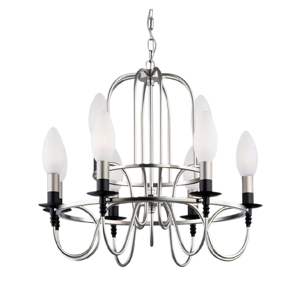 Elegant metalen kroonluchter met acht lichten